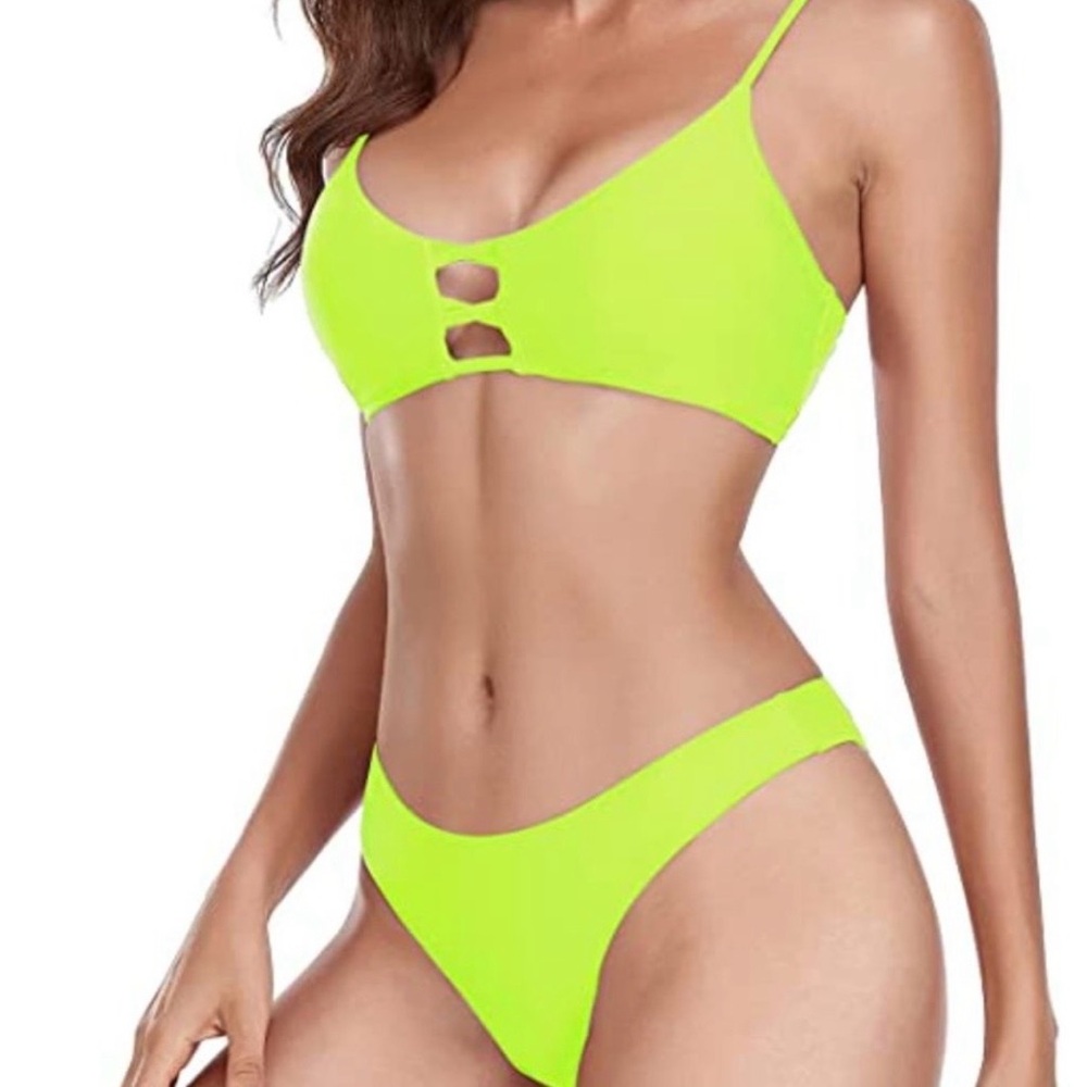 RELLECIGA Neon Lime Cutout Two-Piece Bikini